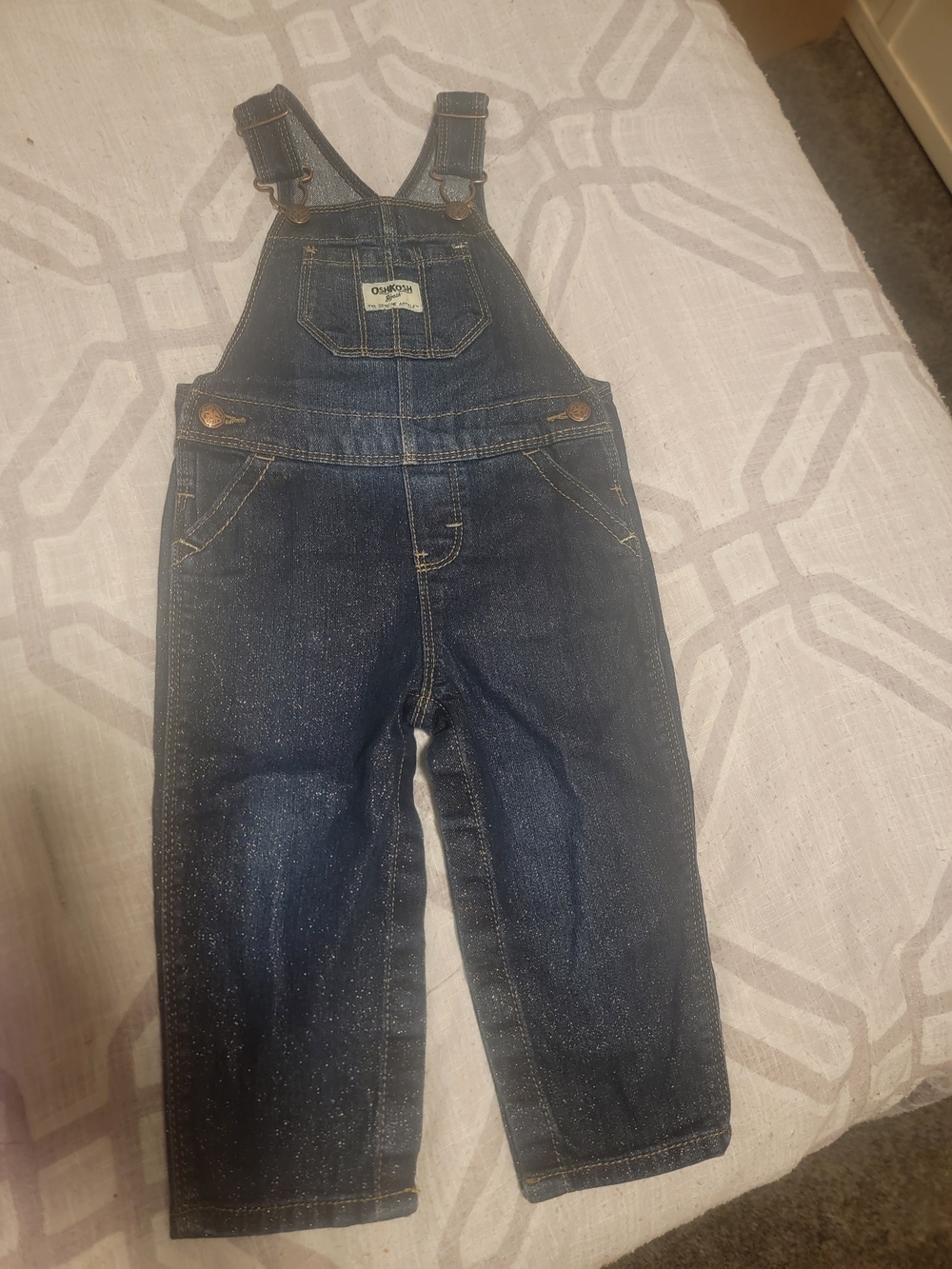 OshKosh B'gosh Kids' Sparkle Dark Blue Denim Overalls